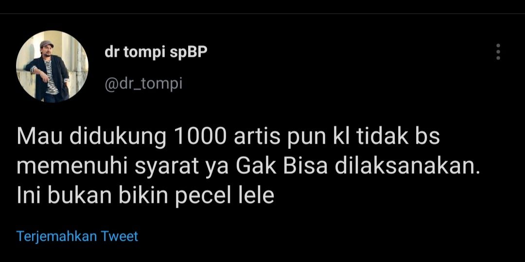 Cuitan Tompi yang respons kabar artis mendukung vaksin Nusantara.