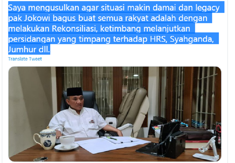 Andi Arief, Usulkan Rekonsiliasi Ketimbang Melanjutkan Persidangan Terhadap HRS, Syahganda,  Jumhur, Dll