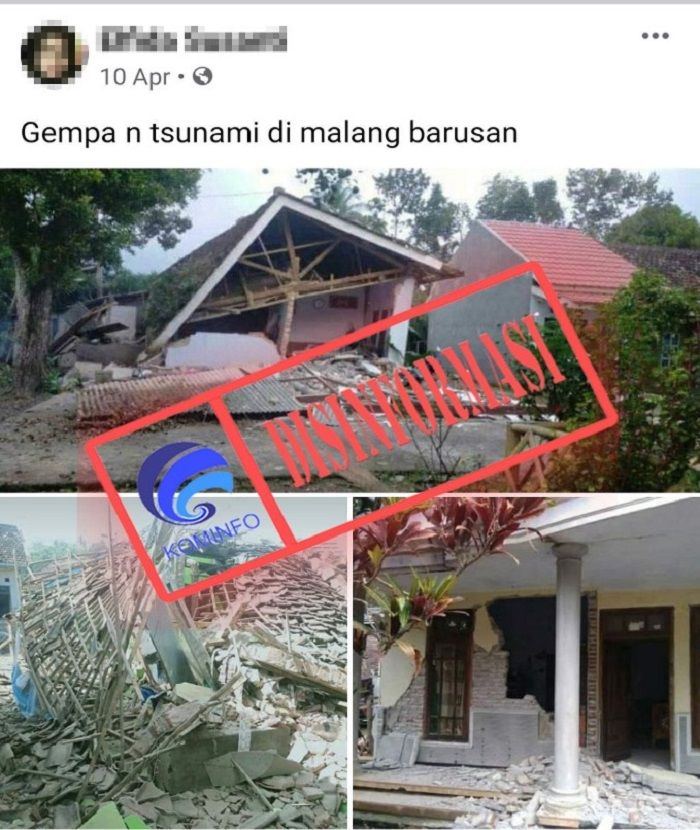 HOAKS - Terjadi gempa dan tsunami di Kabupaten Malang, Jawa Timur. Faktanya, BMKG menyebut germpa tersebut tidak berpotensi tsunami.*