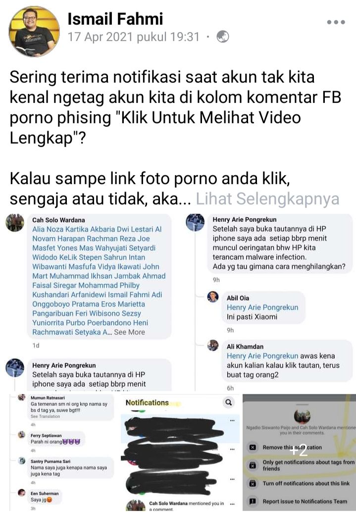 Tangkapan layar Facebook milik Ismail Fahmi