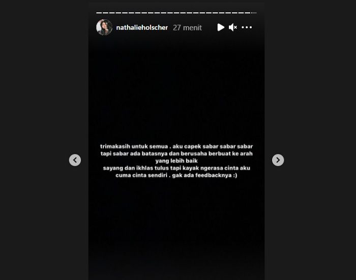 Tangkapan layar Insta Story Nathalie Holscher./Instagram.com