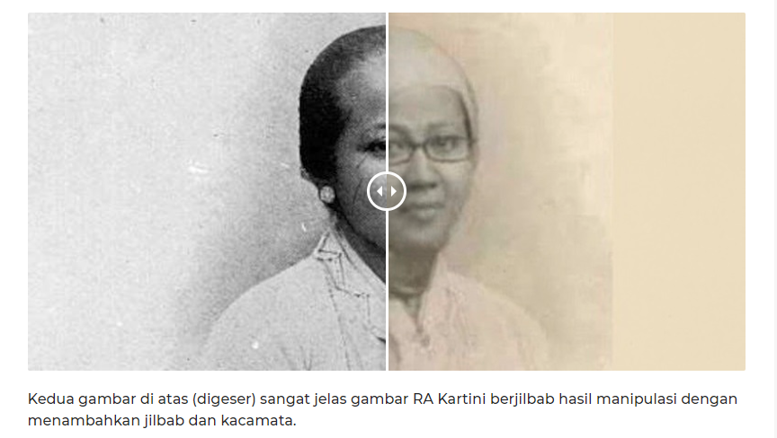 Tangkapan layar hasil forensik foto R.A Kartini./Turn Back Hoax