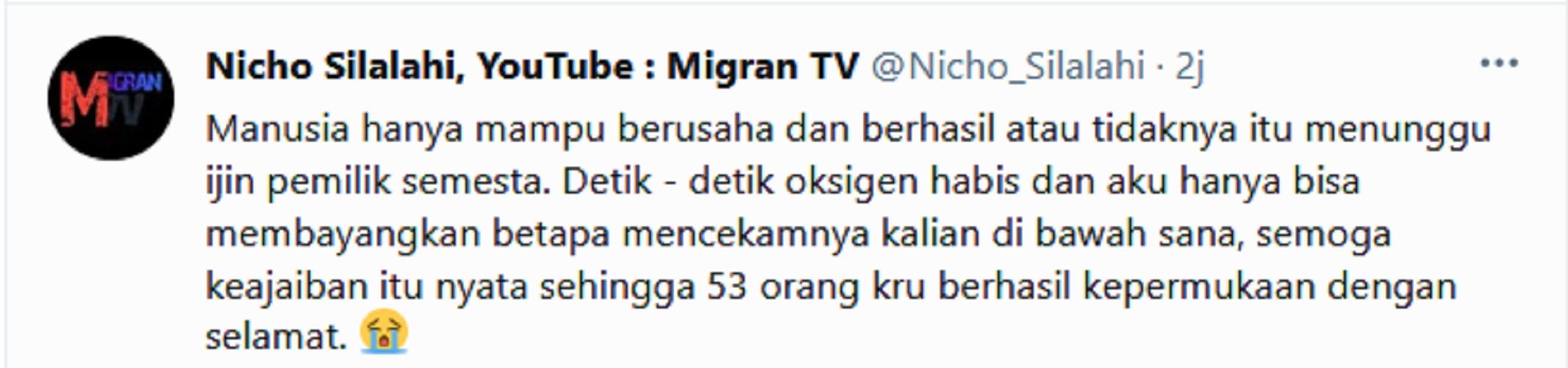 Hari ini Oksigen KRI Nanggala 402 Habis, Nicho Silalahi: Betapa Mencekamnya Disana, Prabowo Harus Perhatikan