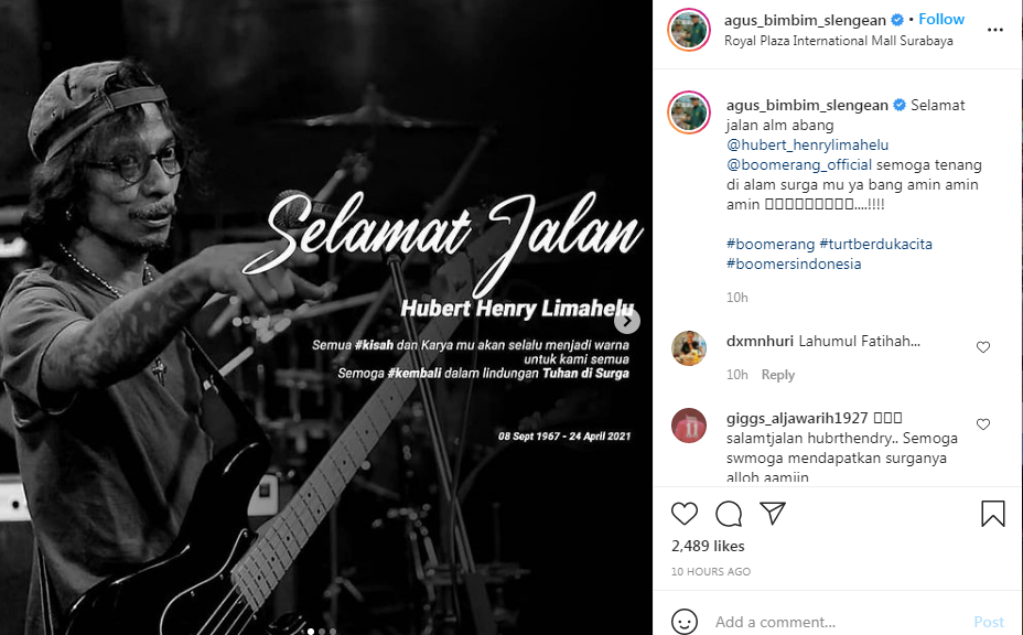 Selamat Jalan Untuk Selamanya, Grup Musik Slank Sampaikan Kabar Duka Cita Atas Wafatnya Hubert Henry Limahelu