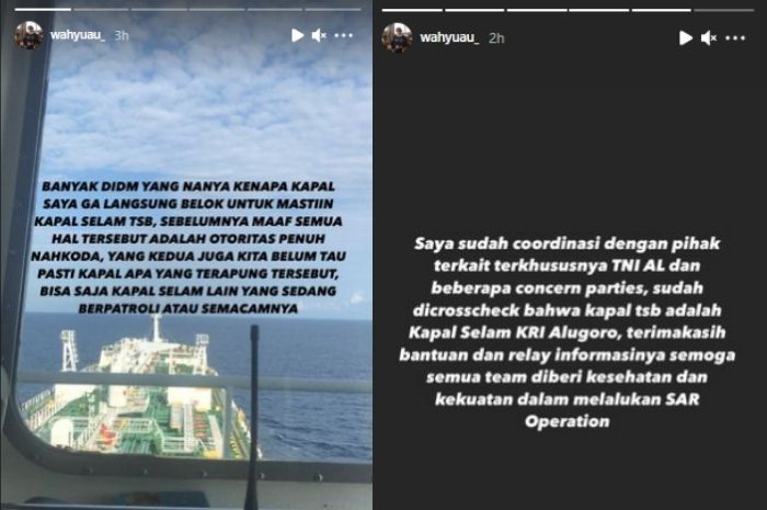 Viral video diduga penemuan kapal selam KRI Nanggala 402 yang hilang kontak di perairan Bali. Pengunggah video memberikan klarifikasi.*