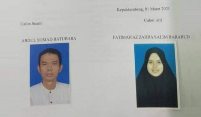 Foto dari kertas formulir persetujuan calon pengantin antara Abdul Somad Batubara (Ustaz Abdul Somad) dengan Fatimah Az Zahra Salim Barabud, yang beredar di medsos.*