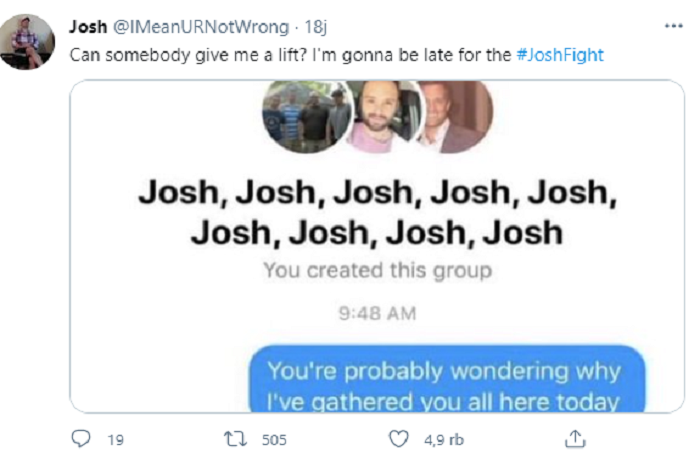 Cuitan tentang ramainya pemilik nama "Josh" yang menimbulkan polemik.