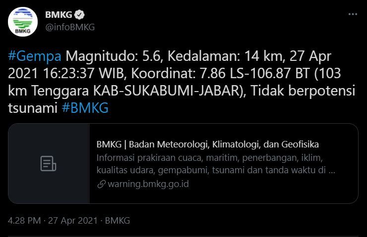 Gempa Terkini Warga Bandung Rasakan Gempa Ini Informasi Resmi Dari Bmkg Prfm News
