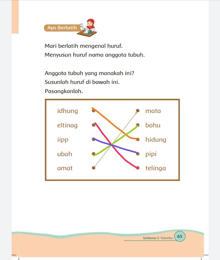 Jawaban tema 1 kelas 1 halaman 63