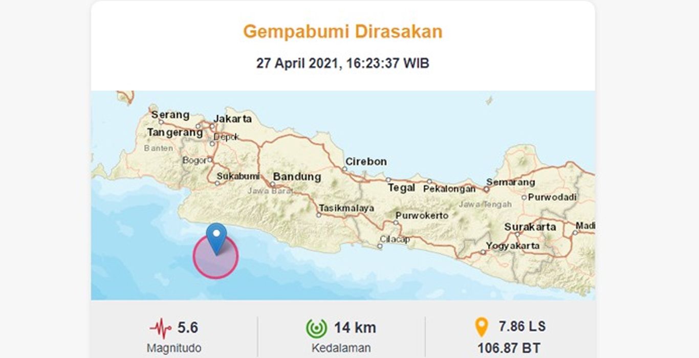 Bandung dan Jakarta Rasakan Getaran Gempa Hari Ini, BMKG: Pusat Gempa