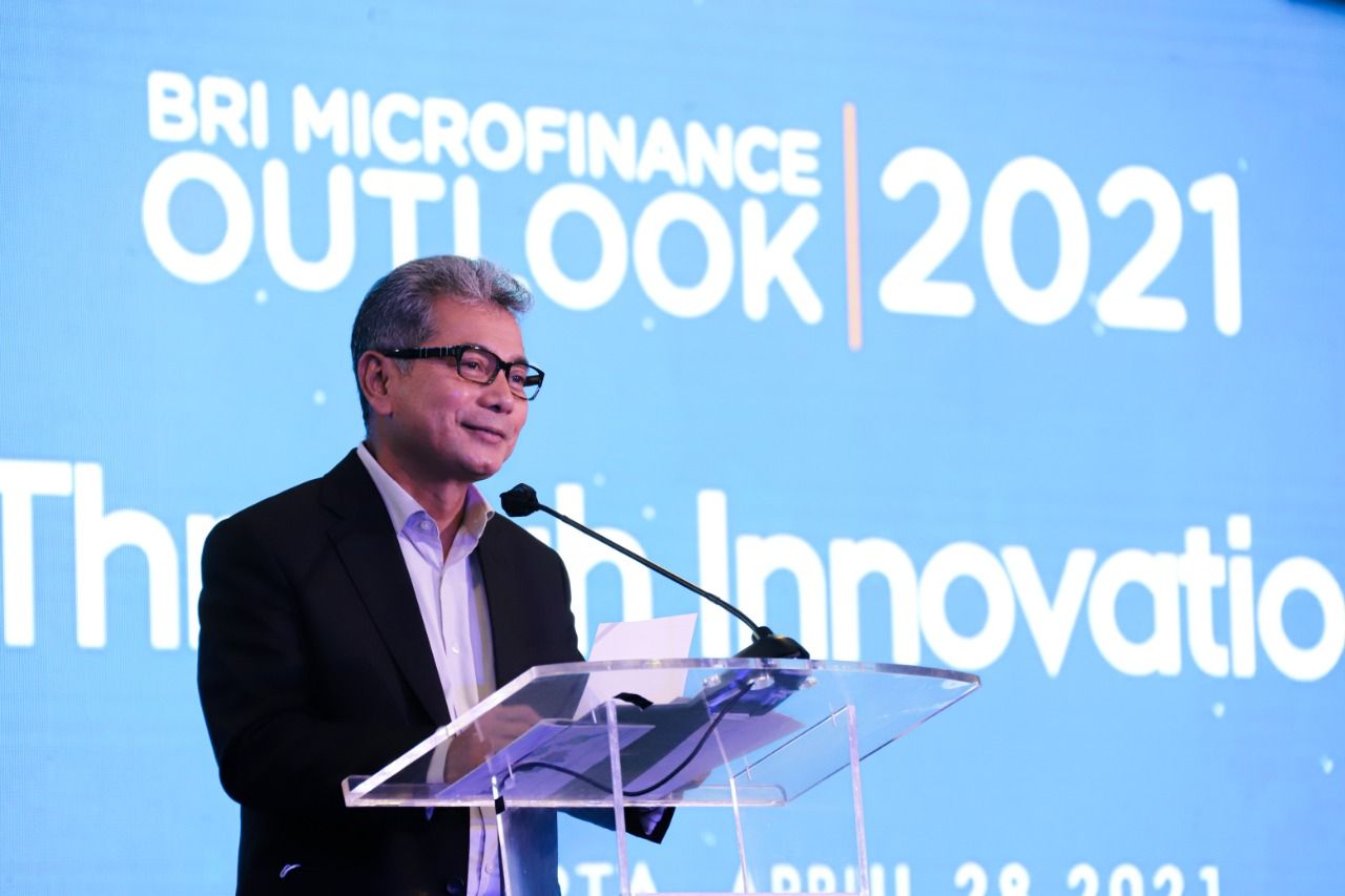 DIREKTUR Utama BRI Sunarso dalam acara BRI Microfinance Outlook 2021.