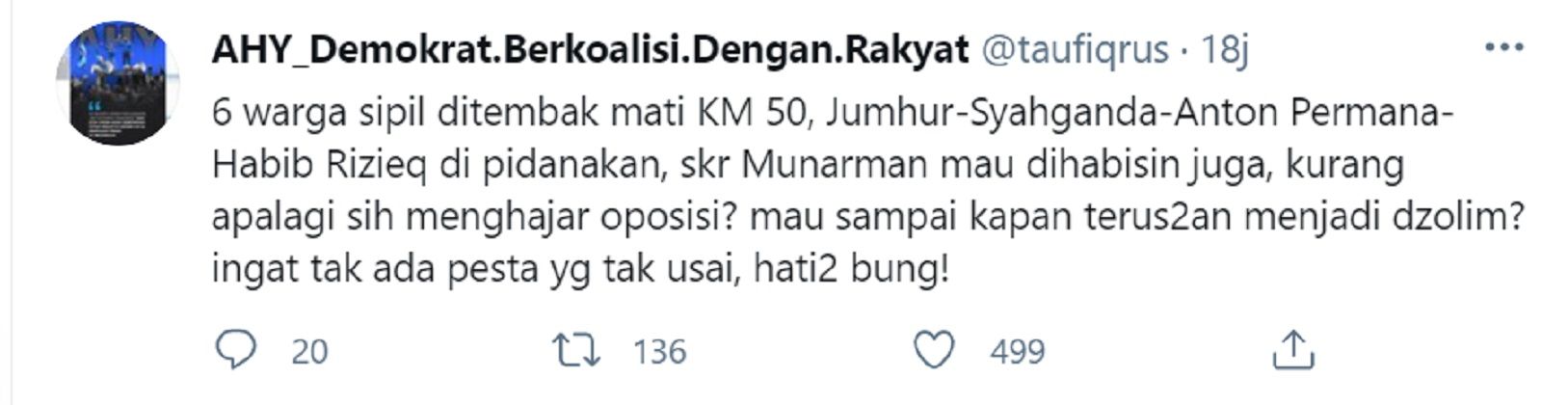 Cuitan  Taufiqurrahman./Tangkapan layar Twitter.
