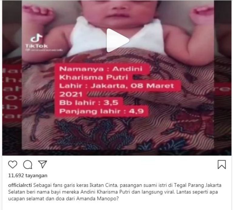 viral nama bayi perempuan Andini Kharisma Putri