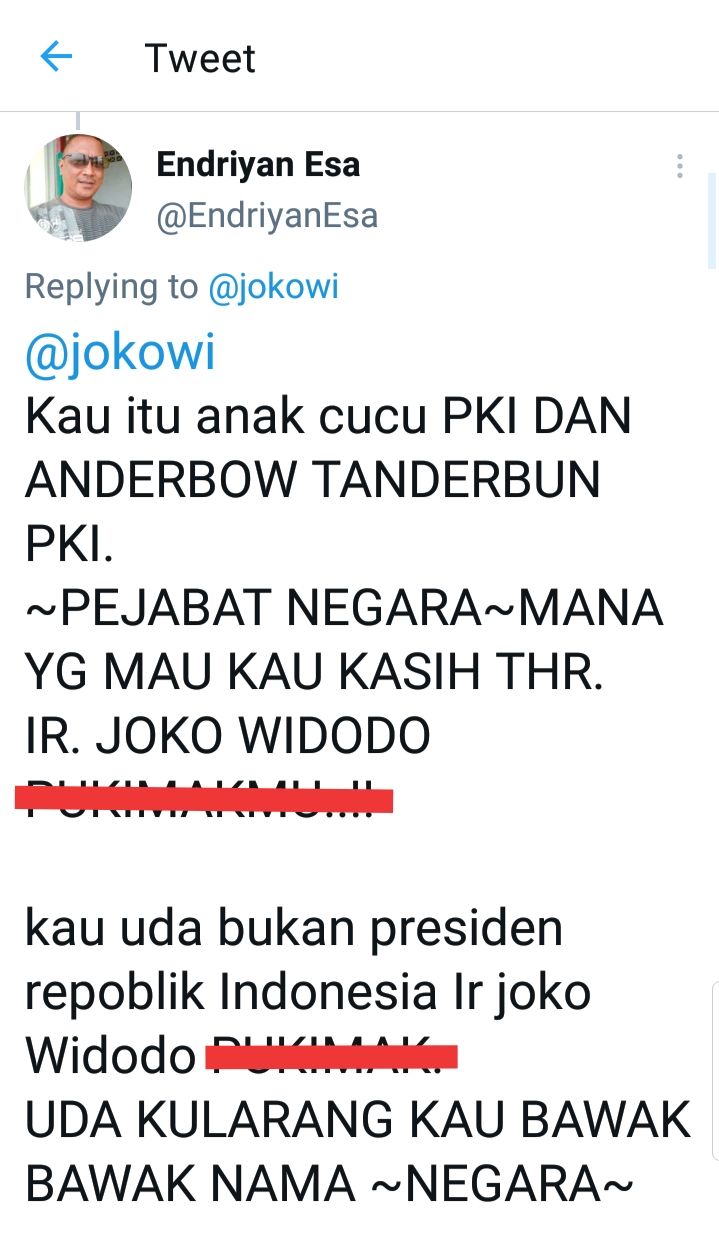 Edan, Pria Ini Caci Maki dan Sebut Presiden Jokowi Anak Cucu PKI