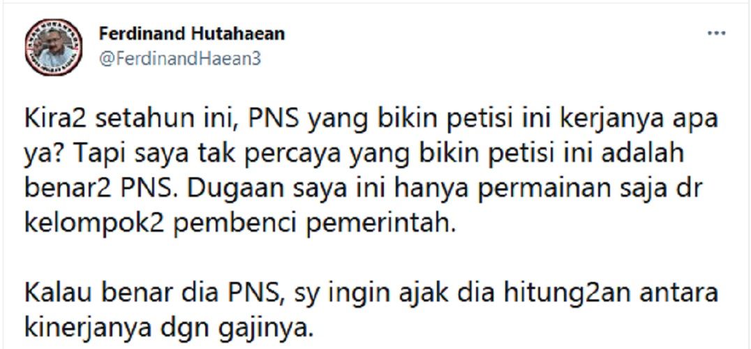 PNS Tuntut Jokowi Soal Gaji 13 Tanpa Tukin, Ferdinand: PNS Kerjanya Apa, Saya Berani Hitung-hitungan