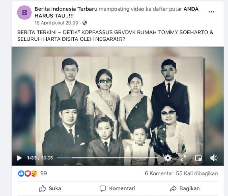 Hoaks tentang Tommy Soeharto.
