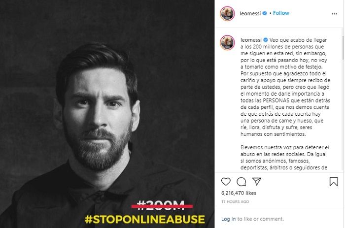 Lionel Messi menyerukan pemboikotan media sosial usai banyakanya serangan rasis terhadap para pemain sepakbola.*