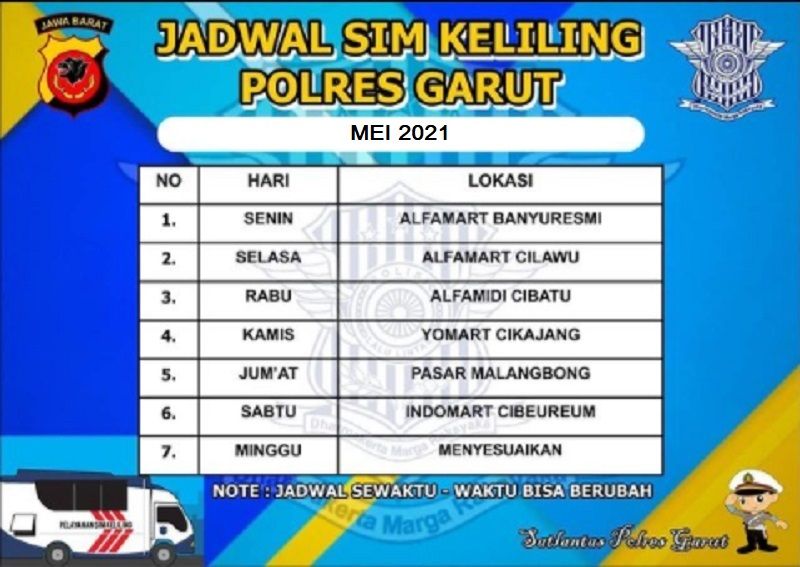 Catat Jadwal Besok Sim Keliling Online Kabupaten Garut Jumat 7 Mei 2021 Jurnal Gaya