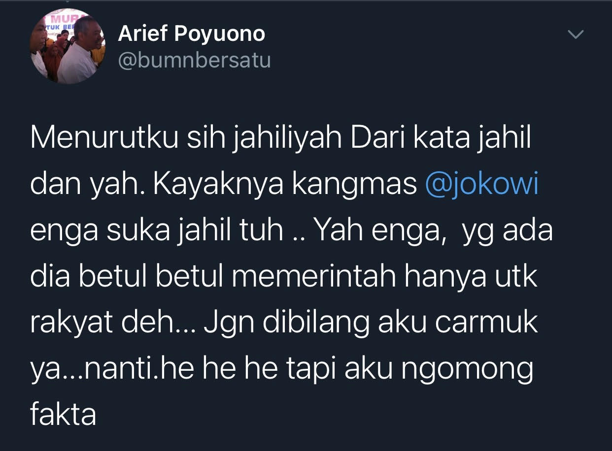 Cuitan Arief Poyuono.
