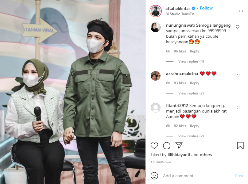 Netizen memberi selamat atas satu bulan pernikahan Atta Halilintar dan Aurel Hermansyah.