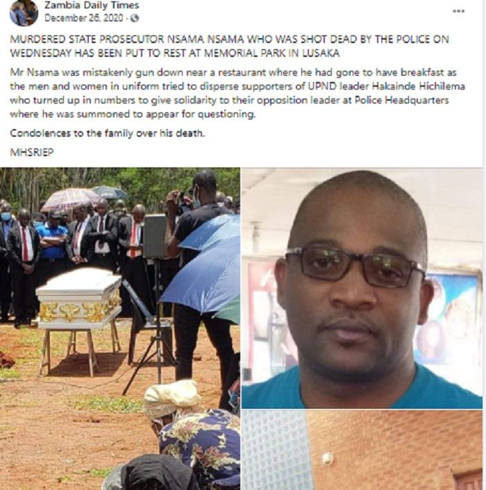 FOTO yang diklaim sebagai pemakaman seorang anak yang bunuh diri di hari ulang tahunnya, faktanya adalah pemakaman JPU asal Zambia, Afrika Selatan bernama Nsama Nsama yang tewas akibat salah tembak pada 23 Desember 2020.*