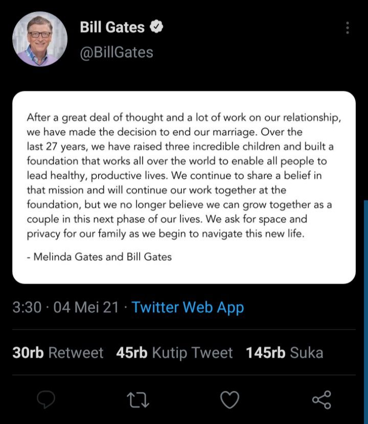 pernyataan dari Bill Gates.