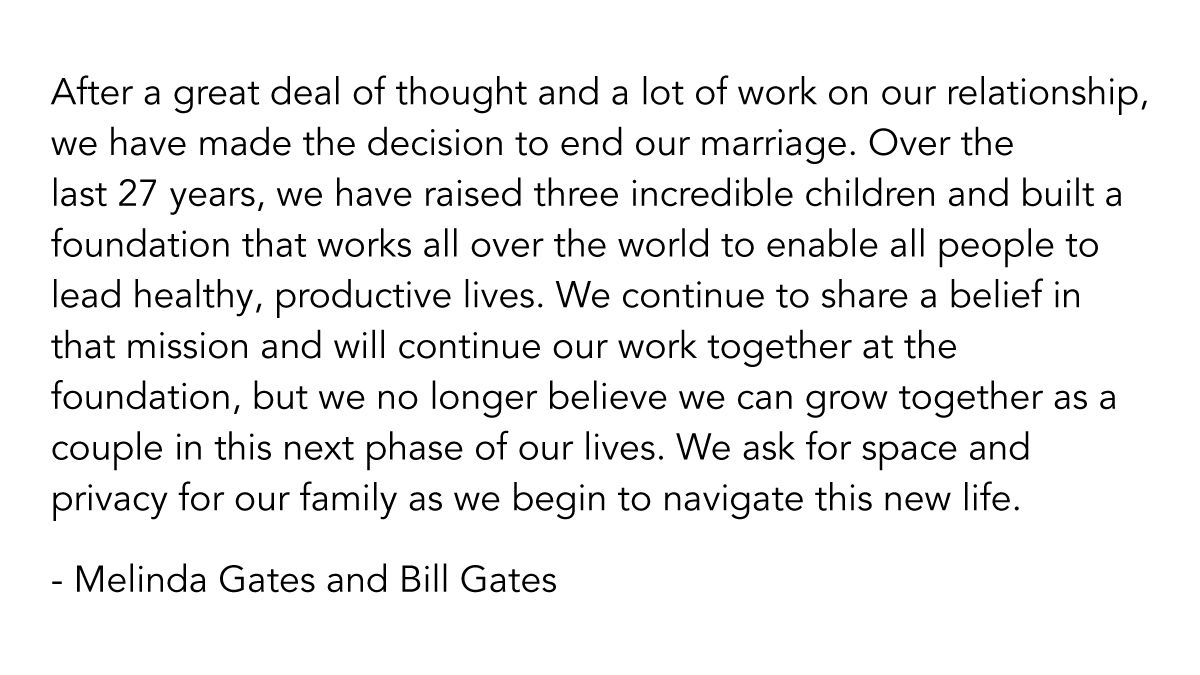 Pernyataan Bill Gates soal rumah tangganya.