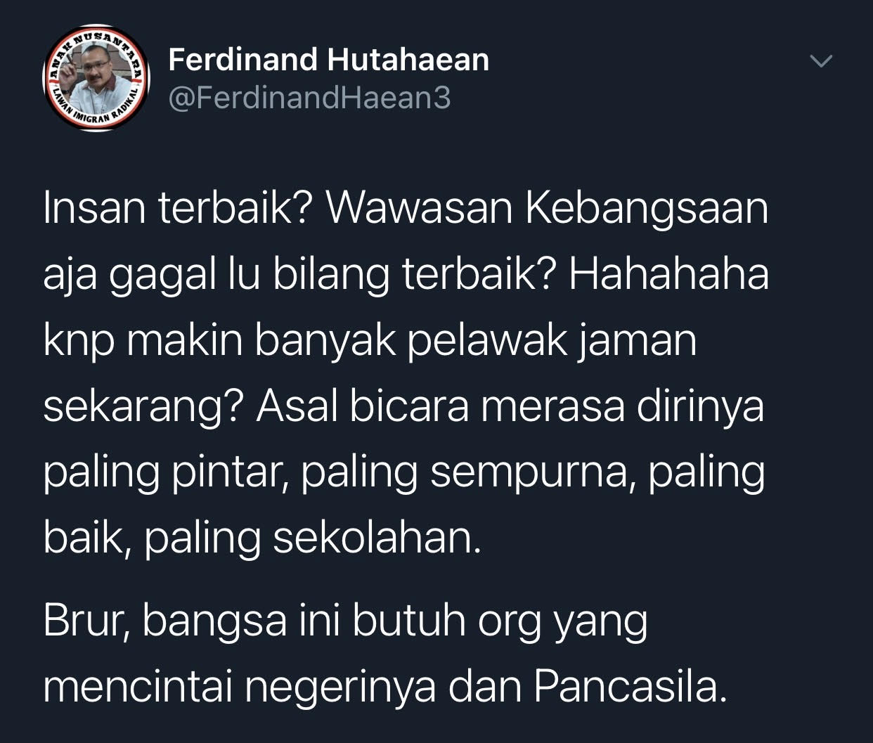 Cuitan Ferdinand Hutahaean yang sentil Bambang Widjojanto yang sebut Novel Baswedan insan terbaik KPK hendak disingkirkan.