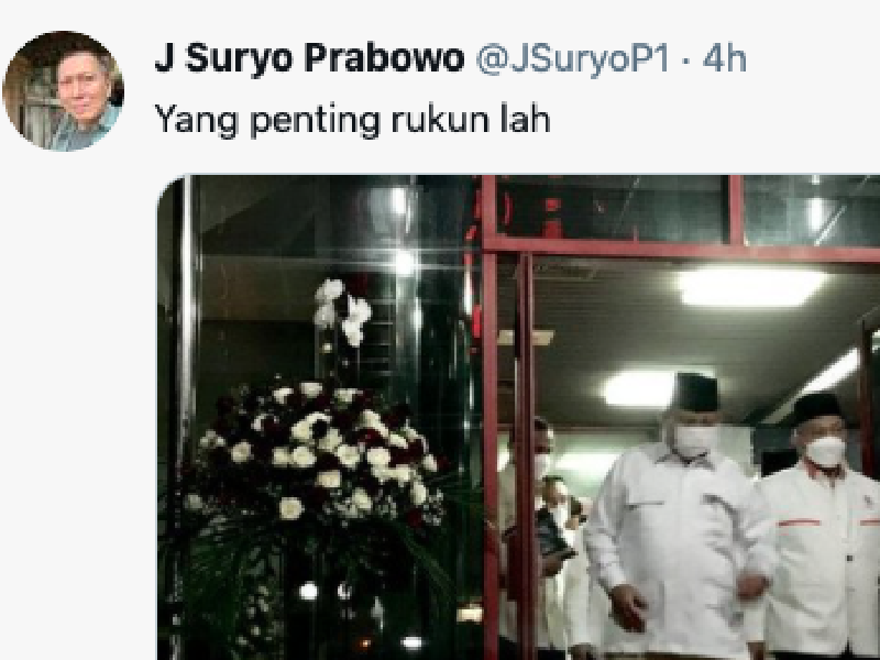 Ketua KKIP Johanes Suryo Prabowo menyambut baik pertemuan PKS dan Gerindra.