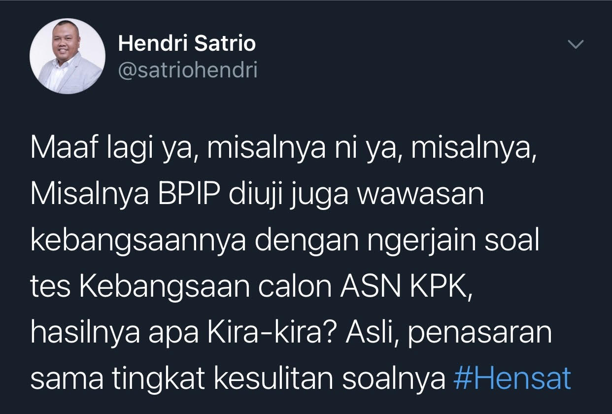 Cuitan Pengamat Politik, Hendri Satrio.