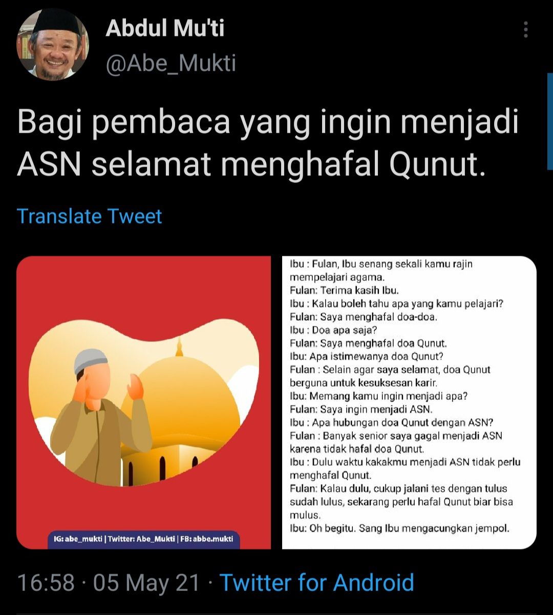 Cuitan Sekum PP Muhammadiyah, Abdul Mu'ti.