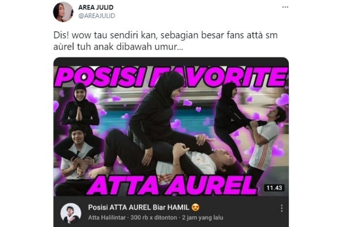 Unggahan video Atta Halilintar dan Aurel Hermansyah dianggap terlalu vulgar