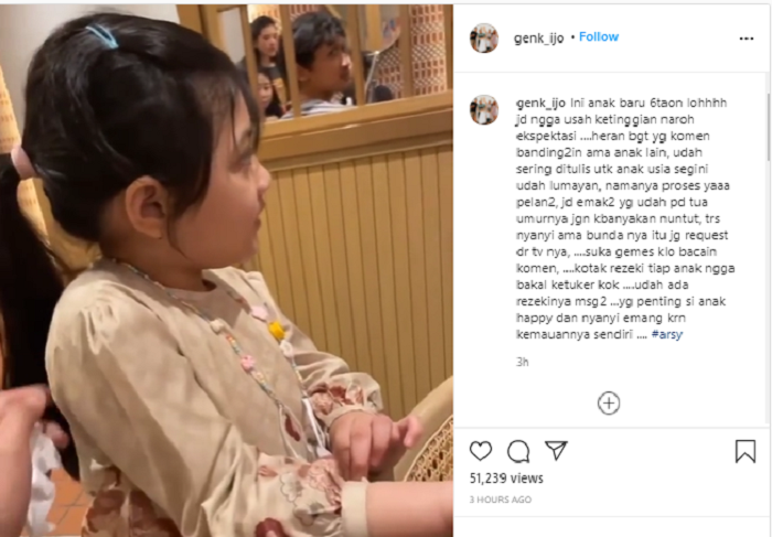 Akun fanbase keluarga A6 menanggapi banyaknya netizen yang membanding-bandingkan anak Ashanty dan Anang Hermansyah, Arsy Hermansyah.*
