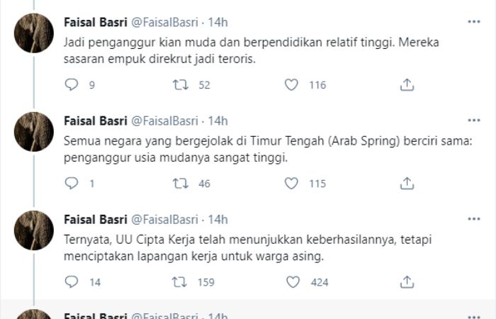 Utas Faisal Basri yang komentari soal kedatangan WNA China ke Indonesia.