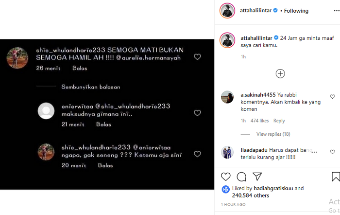 Hasil tangkap layar akun Instagram Atta Halilintar