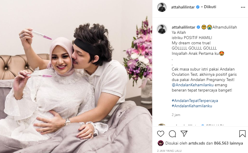 Atta Halilintar mengunggah kabar istrinya yang positif hamil