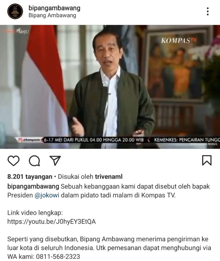 Bipang Ambawang dipromosikan Jokowi sebagai Menu Lebaran 2021