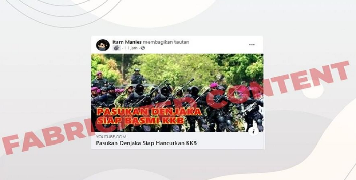 Kabar hoaks yang menyebutkan pasukan Denjaka dikirim ke Papua.