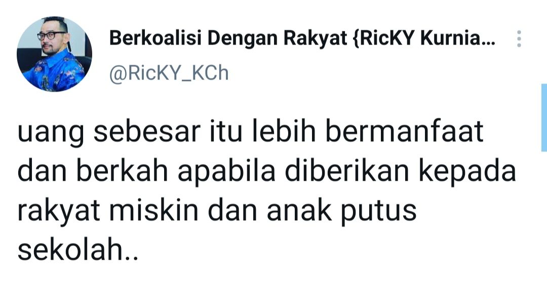 Tangkapan layar cuitan Ricky Kurniawan.