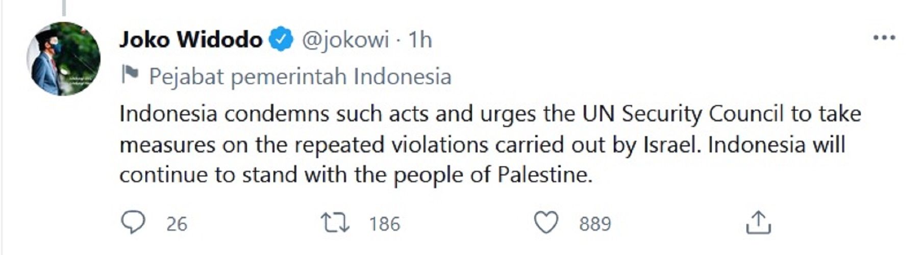 Kutuk Tindakan Israel, Jokowi Desak Dewan Keamanan PBB untuk Pelanggaran yang Dilakukan pada Warga Palestina
