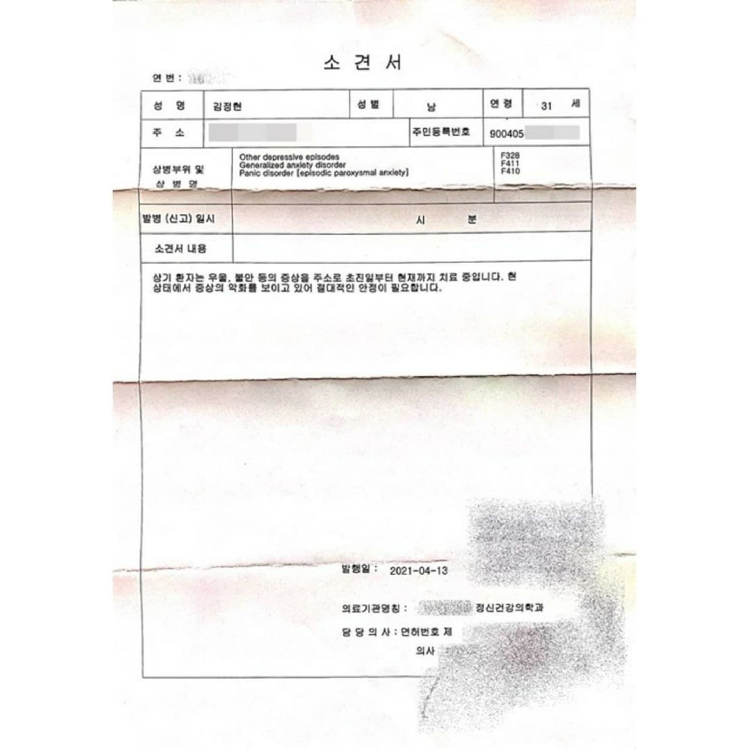 Kim Jung Hyun mengunjungi rumah sakit sendiri untuk perawatan medis, sertifikat medis dikeluarkan terlambat.
