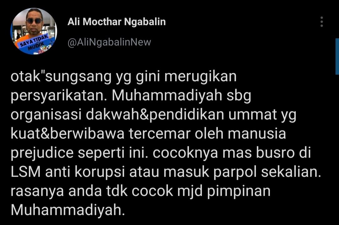 Cuitan Ali Ngabalin yang merespons pernyataan Pimpinan Muhammadiyah Busyro Muqqodas soal KPK.
