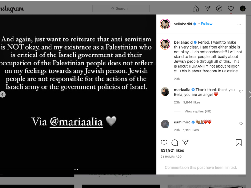 Bella Hadid lantang mendukung terwujudnya kemerdekaan Palestina.