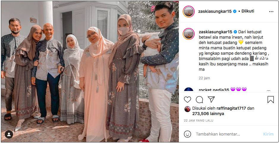 Unggahan Instagram Zaskia Sungkar.*