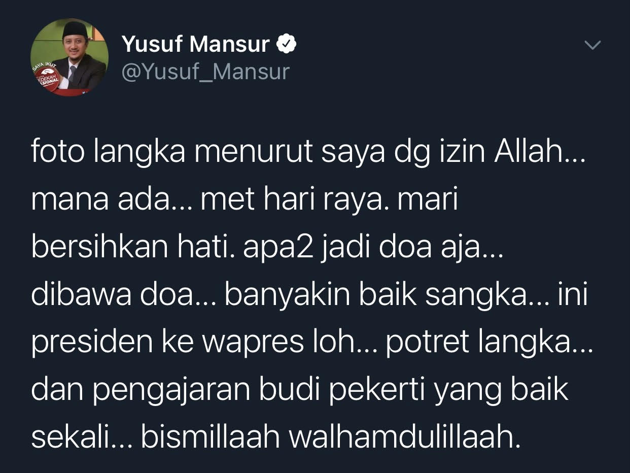 Cuitan Ustaz Yusuf Mansur.