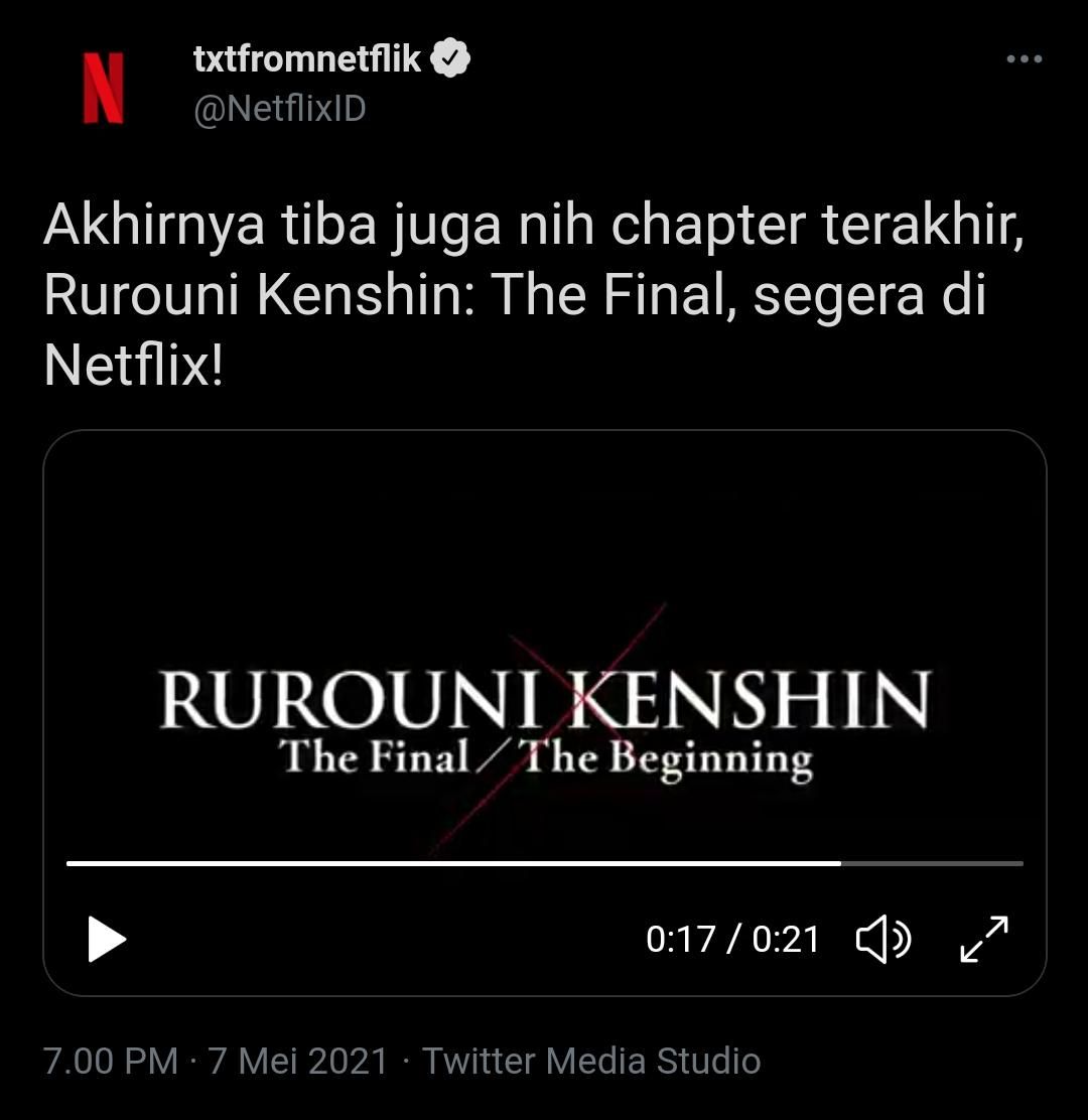Netflix umumkan akan hadirkan Rurouni Kenshin The Final di platform mereka.