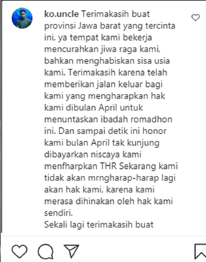 tangkap layar tanggapan netizen di akun instagram Ridwan Kamil.*