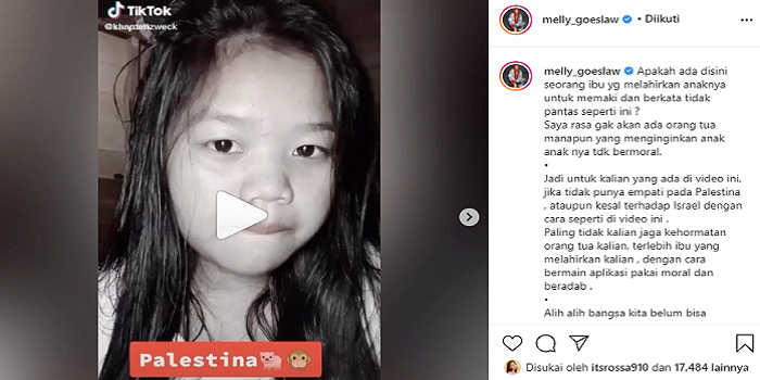 Melly Goeslaw komentari fenomena remaja Indonesia dalam menanggapi konflik Israel-Palestina.