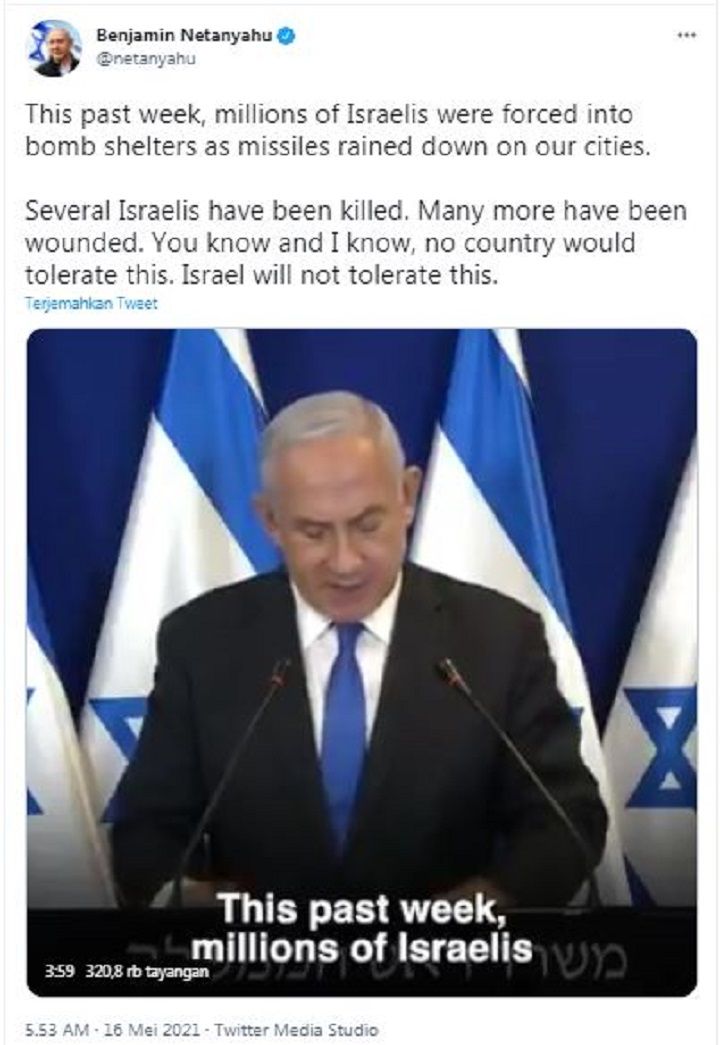 Unggahan Benjamin Netanyahu.