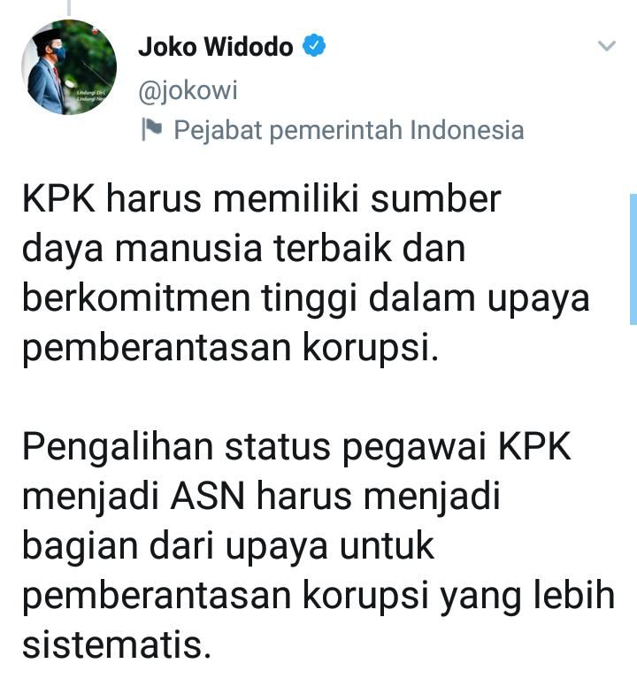 Cuitan Presiden RI Jokowi.